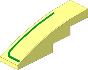 Slope Brick Curved  4 x  1 with Right Gold Stripe Sticker