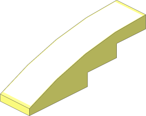 Slope Brick Curved  4 x  1 with Top Solid White Pattern