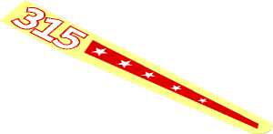Sticker  0.9 x  7.9 with "315" and Red Stripe with Stars - Right