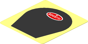 Sticker  1.9 x  1.8 with Black Radiator Grille and Bugatti Logo on Transparent Background