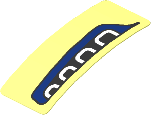 Sticker  0.8 x  1.9 with Black and Dark Blue Headlamp on Transparent Background Left (Formed)