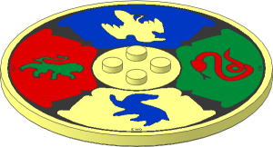 Plate  8 x  8 Round with  2 x  2 Centre Studs with HP Hogwarts Houses Pattern