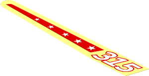 Sticker  0.9 x  7.9 with "315" and Red Stripe with Stars - Left