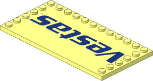 Plate  6 x 12 with 22 Studs on Three Edges with Logo "Vestas" Pattern