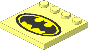 Plate  4 x  4 with 4 Studs on One Edge with Batman Logo Sticker