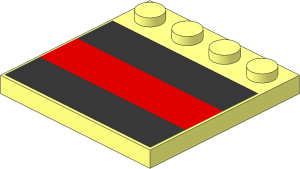 Plate  4 x  4 with 4 Studs on One Edge with Red/Black Stripe Sticker