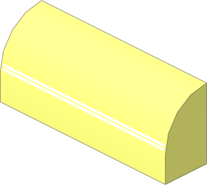 Brick  1 x  4 x  1.333 with Curved Top with White Stripes Pattern