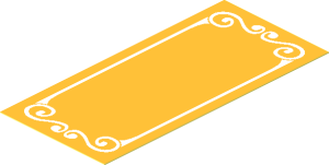 Sticker  3.7 x  1.7 with White Decorative Border on Chrome Gold Background