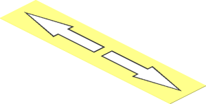Sticker  0.8 x  3.8 with Two White Opposing Direction Arrows