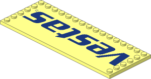 ~Plate  6 x 16 with 26 Studs on Three Edges with Logo "Vestas" Pattern (Obsolete)