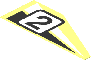 =Sticker with White/Black Triangles and Racing Number "2", Right