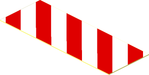 Sticker  0.7 x  1.9 with Red/White Diagonal Stripes Left Up