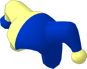 Minifig Jester's Cap with Blue Half and Blue Pom Pattern