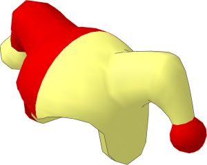 Minifig Jester's Cap with Red Half and Red Pom Pattern