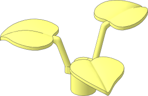 Plant  1 x  1 x  0.667 Round with 3 Large Leaves