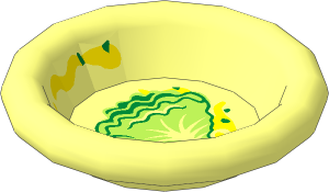 Minifig Dinner Plate with Green and Lime Lettuce Leaf and Yellow Splotches Pattern