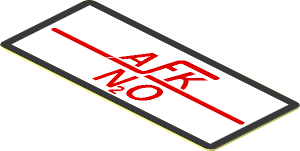 Sticker  0.8 x  1.9 with Rounded Corners and Red Nitrous Oxide Injection Label "AFK N2O" on White Background