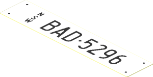 Sticker  0.8 x  3.9 with White Australian License Plate "NSW BAD 5296"