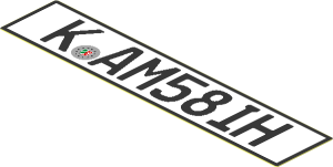 Sticker  0.8 x  3.9 with German Front License Plate "K AM58IH"