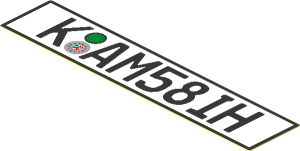 Sticker  0.8 x  3.9 with German Rear License Plate "K AM58IH"