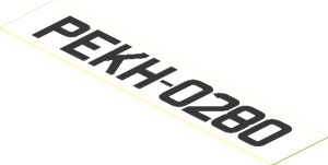 Sticker  0.8 x  3.9 with White License Plate "PEKH-0280"