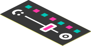 Sticker  0.8 x  1.7 with Dark Turquoise and Magenta Buttons and Slider