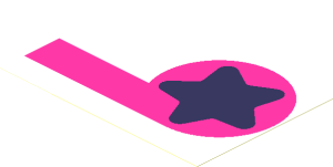 Sticker  3.8 x  5.6 with Coral Star on Magenta Circle and Stripe