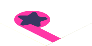 Sticker  5.6 x  5.6 with Coral Star on Magenta Circle and Stripe
