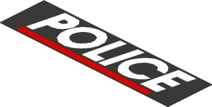 Sticker  1.0 x  3.8 with White "POLICE" and Red Line on Black