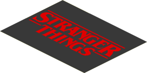 Sticker  5.8 x  7.8 with Red "Stranger Things" on Black Background