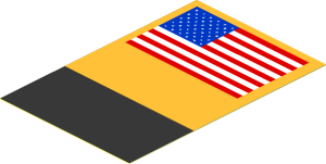 Sticker  2.9 x  1.9 with United States of America Flag, Black and Chrome Gold Rectangles