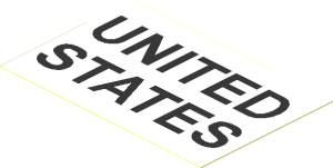 Sticker  1.9 x  2.9 with Black "UNITED STATES"