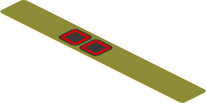 Sticker  0.8 x  5.8 with 2 Black Rectangles with Red and Black Border on Olive Green