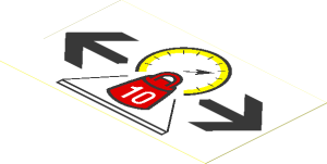 Sticker  2.3 x  3.9 with Red Weight, Yellow Scale and  2 Black Arrows