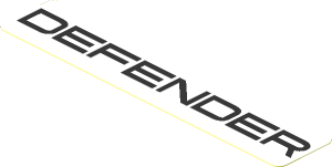 Sticker  0.8 x  4.0 with Silver "DEFENDER" on White