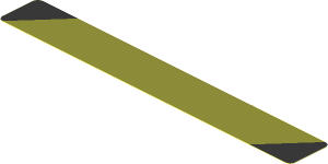 Sticker  0.8 x  5.8 with 2 Black Triangles on Olive Green Up Right