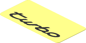 Sticker  0.8 x  1.8 with Black "turbo" on Transparent Background