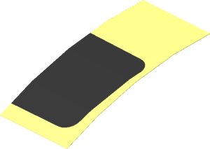 Sticker  4.0 x  1.8 with Black Rounded Square Right Half (Formed)