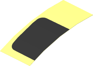 Sticker  4.0 x  1.8 with Black Rounded Square Left Half (Formed)