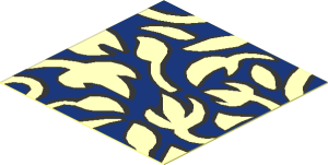 Sticker  1.8 x  1.8 with Bright Light Orange Flower Patterns on Dark Blue Background