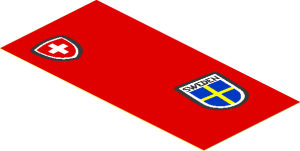 Sticker  1.8 x  3.8 with Switzerland and Sweden Stickers on Medium Nougat
