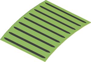 Sticker  1.9 x  1.8 with 9 Air Outlet Gills on Bright Light Yellow (Formed)