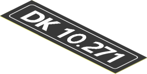 Sticker  0.8 x  2.9 with "DK 10.271" Licence Plate