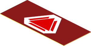 Sticker  0.7 x  1.7 with Red and White Triangle on Dark Red Background