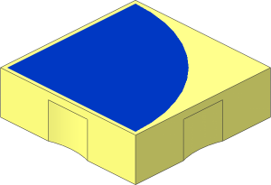 Duplo Tile  2 x  2 with Blue Quarter Disc Pattern