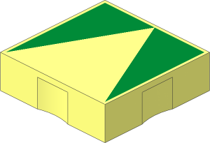 Duplo Tile  2 x  2 with Green Inverse Isosceles Triangle Pattern