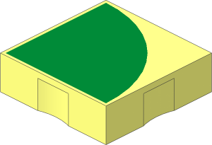 Duplo Tile  2 x  2 with Green Quarter Disc Pattern