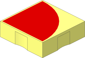 Duplo Tile  2 x  2 with Red Quarter Disc Pattern