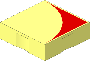 Duplo Tile  2 x  2 with Red Inverse Quarter Disc Pattern