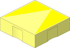 Duplo Tile  2 x  2 with Yellow Inverse Isosc. Triangle Pattern